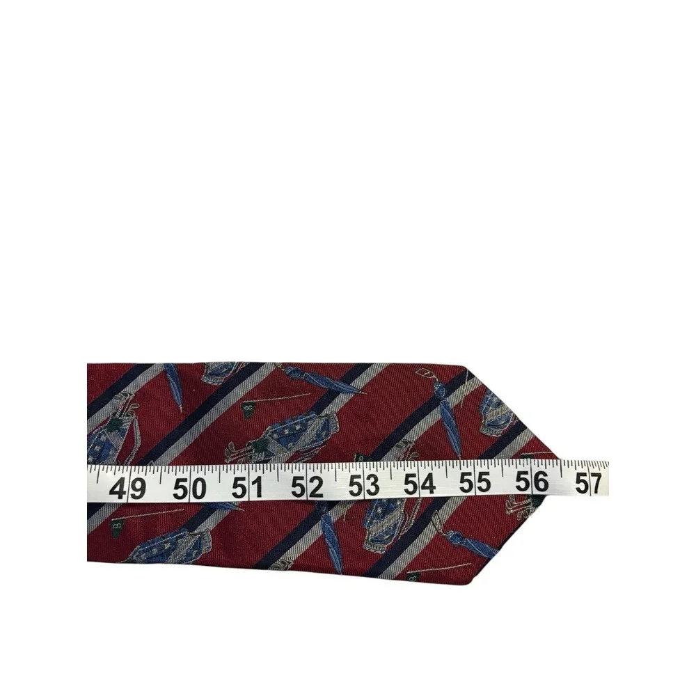Nautica Striped Golf Bag Print Silk Tie‎ Vintage